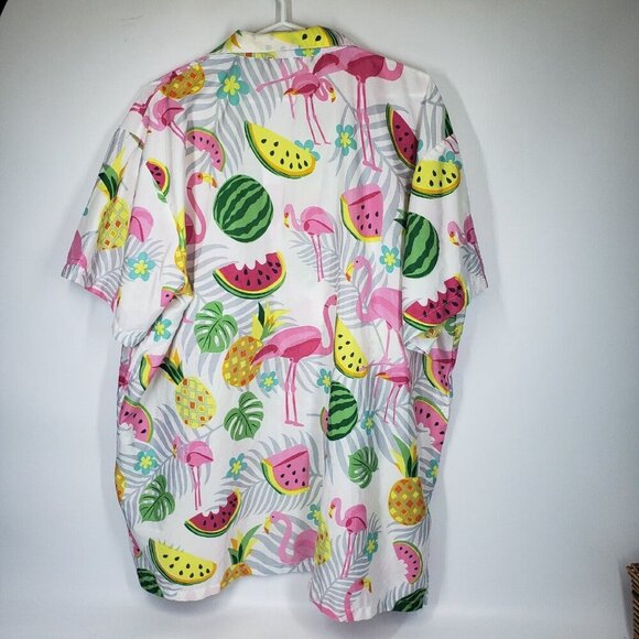 King Kameha Poly Pink Flamingo Watermelon Hawaiian Shirt XXL - Picture 3 of 12